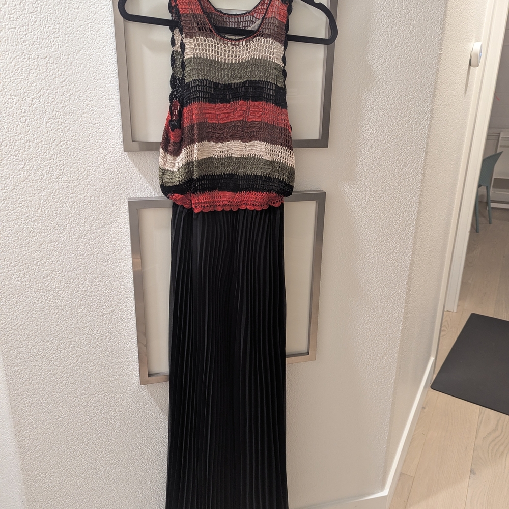 Anthropologie Striped Maxi Dress - Black, Red, Cream